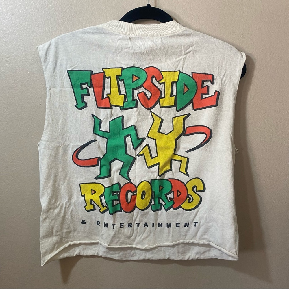 Vintage altered cropped sleeveless T Shirt Flipside Records Michigan M